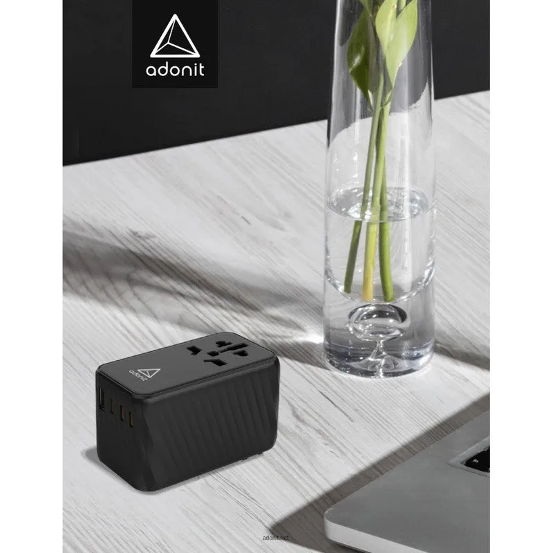 ADONIT Universal Travel Adapter Adopt 2 GaN Technology - PD 120W - Black
