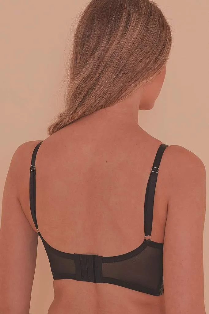 Aerona Lace and Leatherette Bra