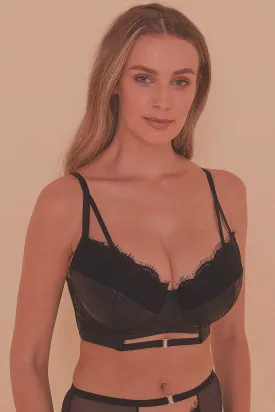 Aerona Lace and Leatherette Bra