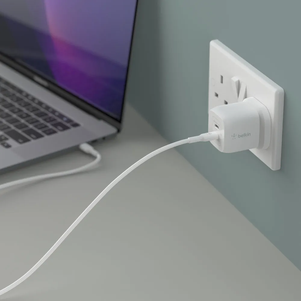 BELKIN 45W Dual USB Type C Wall Charger, Fast Charging Power Delivery 3.0 with GaN Technology