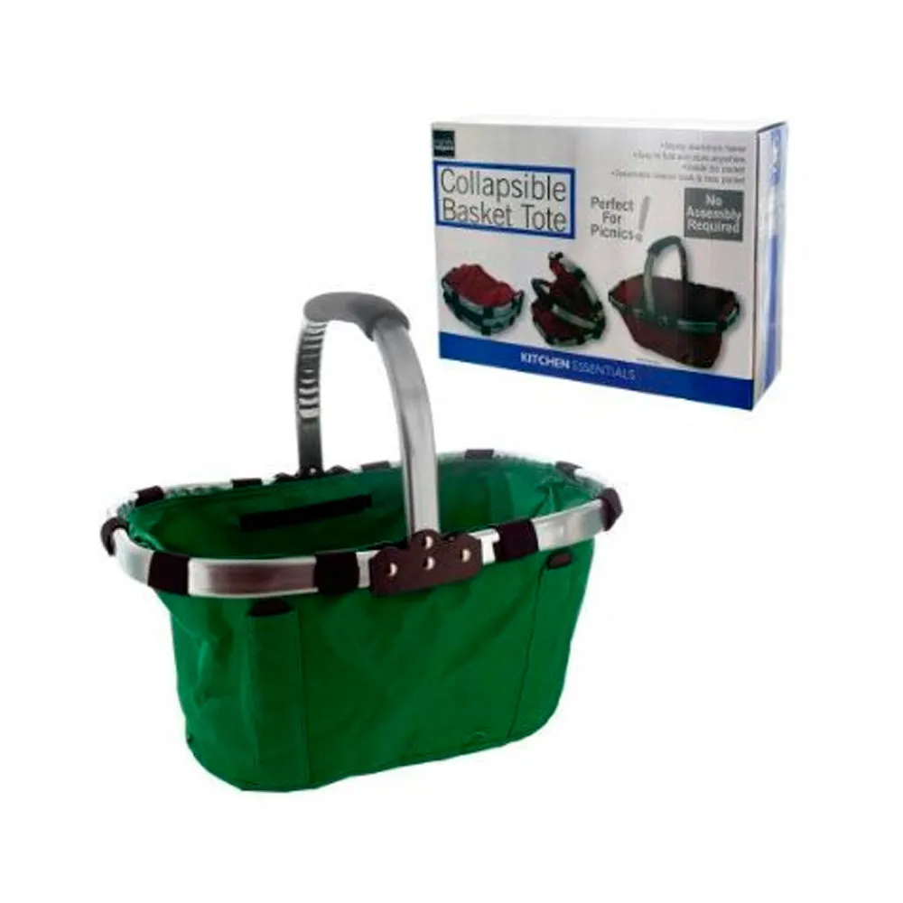 Folding Picnic Basket Portable Lightweight Collapsible Tote Shopping Bag Grocery