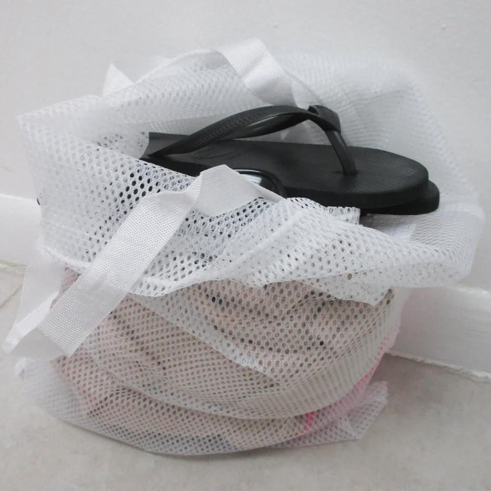 Mesh Tote Net Shopping Beach Gym Sports Bag Drawstring Purse Grocery Laundry !