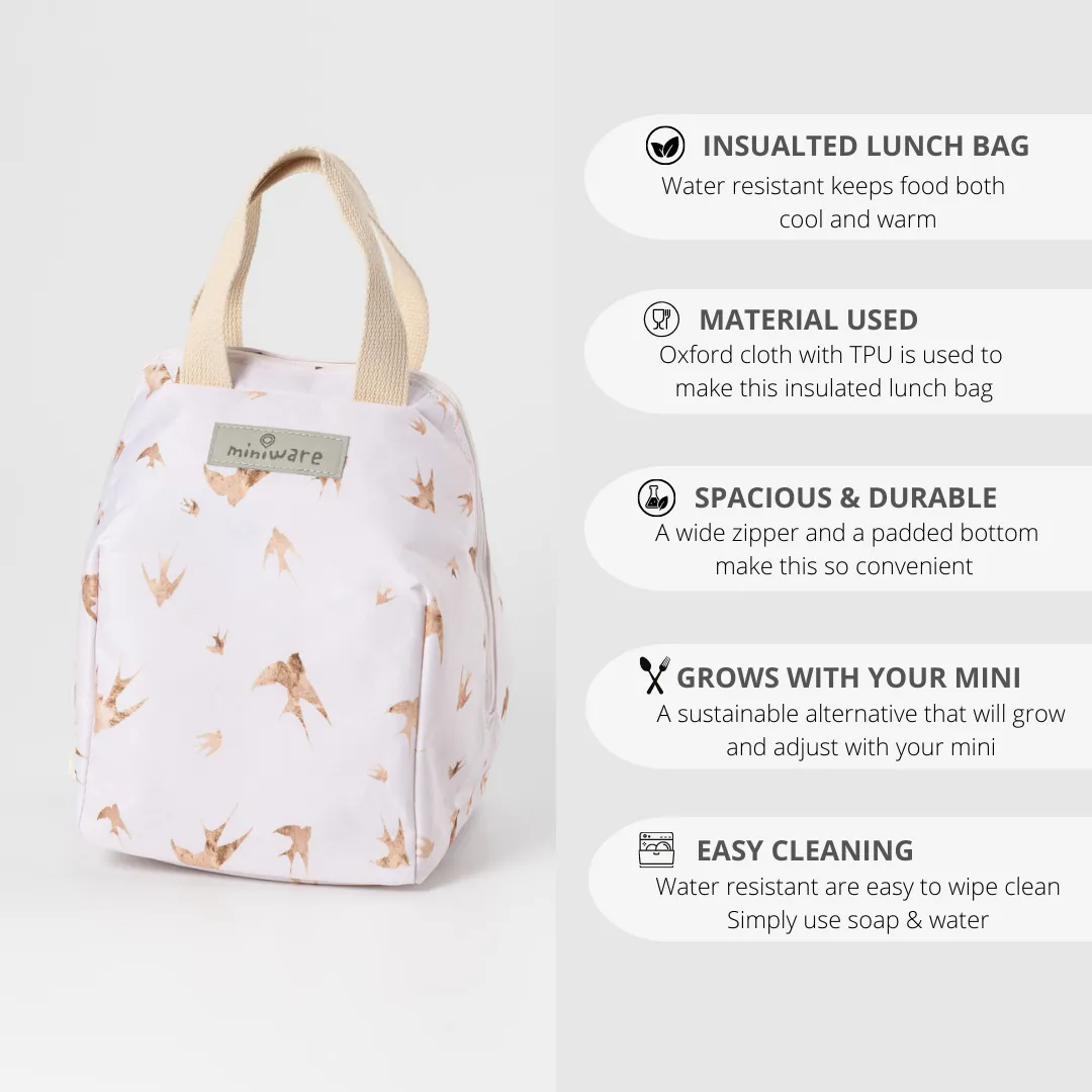 Miniware Mealtote Insulated Lunch Bag Golden Swallow Pink