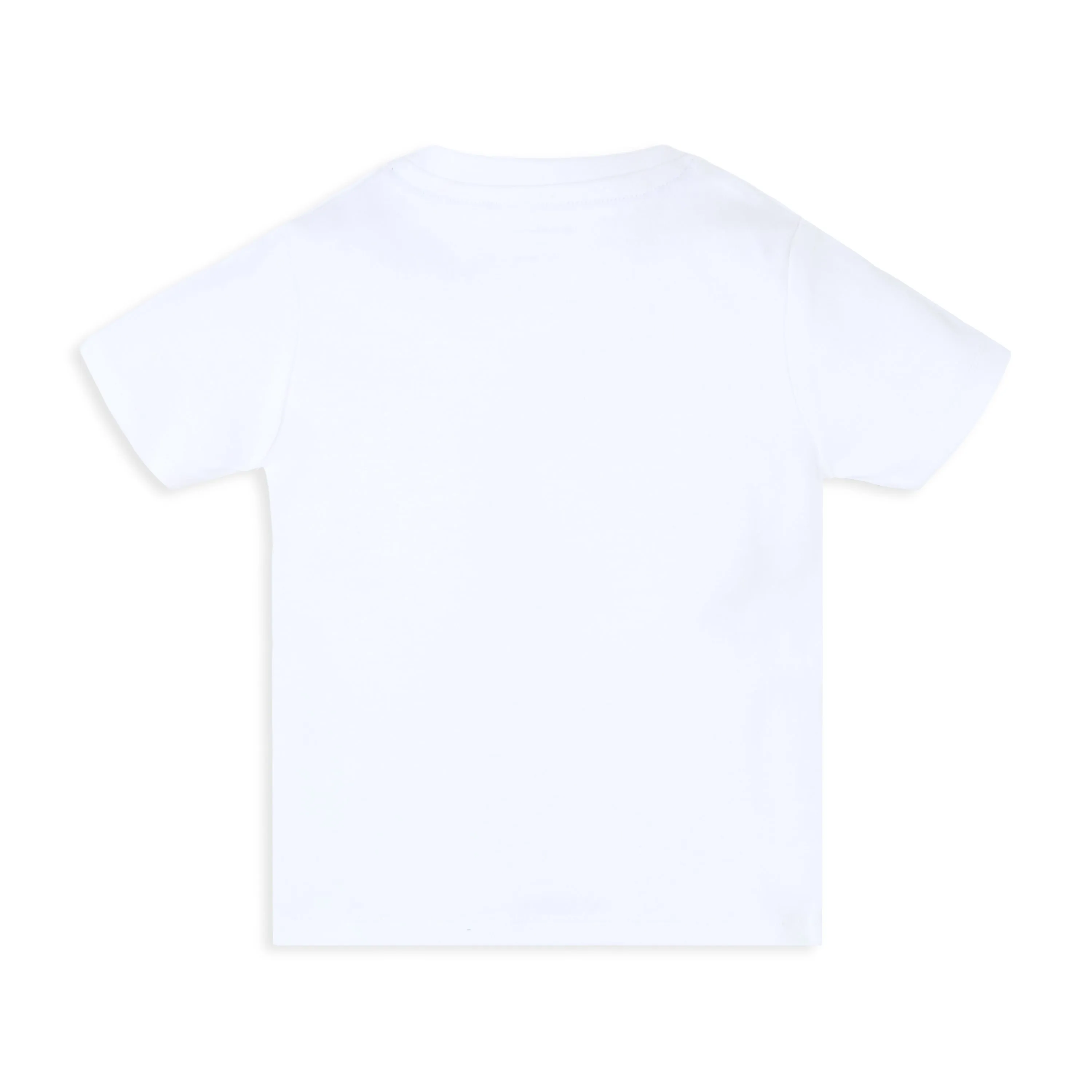 Puff Print Baby Boy Round Neck Tee with Denim Shorts - White & Blue